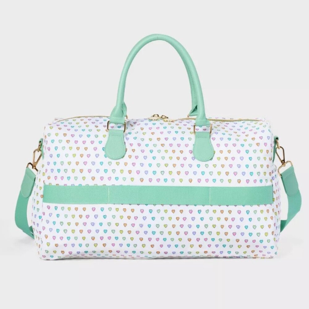 NWT Disco Hearts Wave Softside Duffel Bag White/Teal - Roller Rabbit x Target - Picture 2 of 6